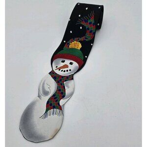 Christmas Tie Jolly Holly Festive Holiday Necktie Snowman Scarf Snowflakes Navy